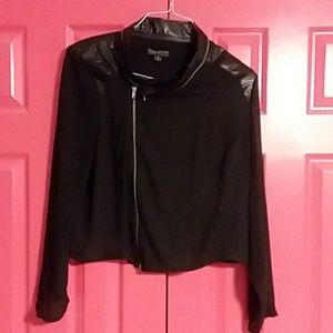 Forever 21 Black Zippered Biker-style Blouse